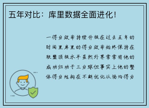 五年对比：库里数据全面进化！